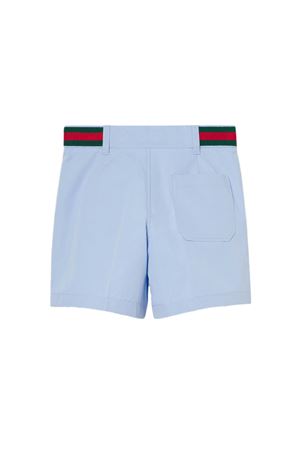 Shorts in cotone pesante celeste GUCCI KIDS | 810878XWA3E4850